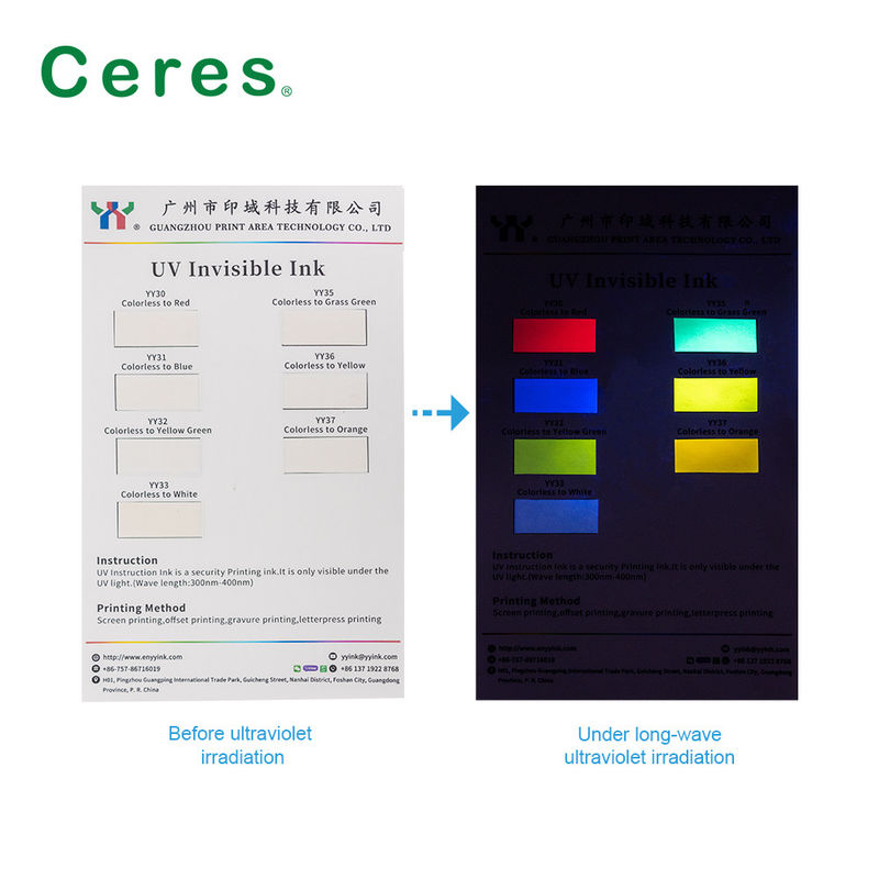 Ceres Uv Encre Invisible Incolore à Vert Séchage Normal