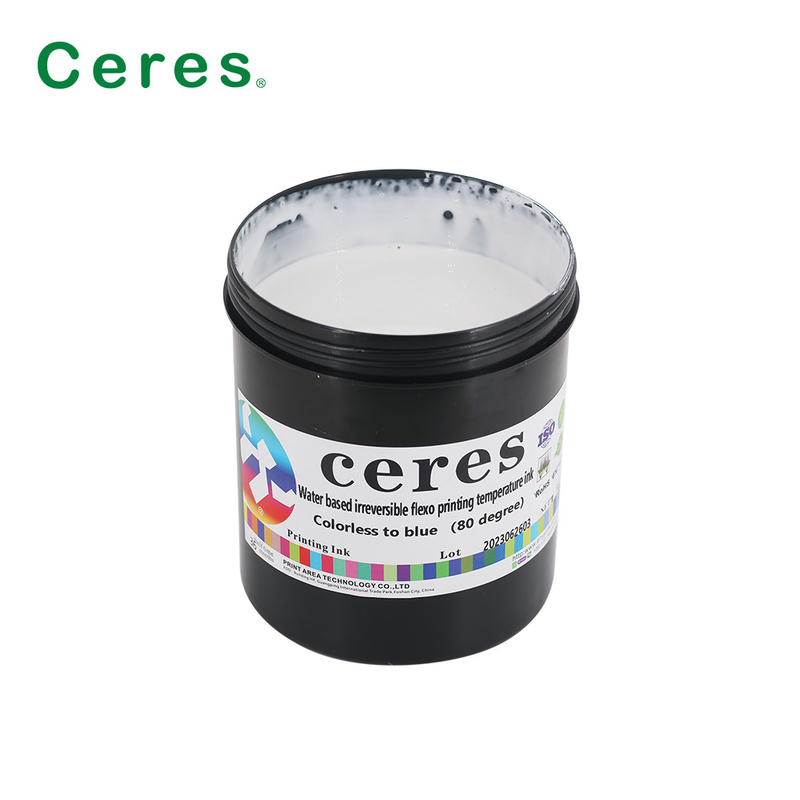 Encre d'imprimerie de sécurité de 80 degrés Flexo à base d'eau imprimant sans couleur irréversible à l'encre bleue de changement de température