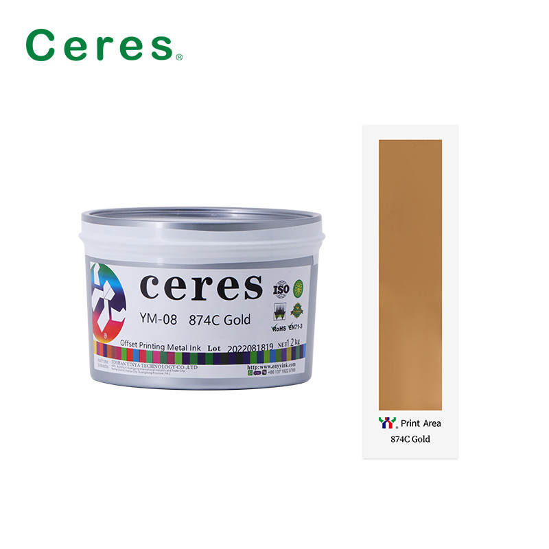 L'impression offset d'or encrent l'encre favorable à l'environnement durable en métal pour 3 morceaux de boîte