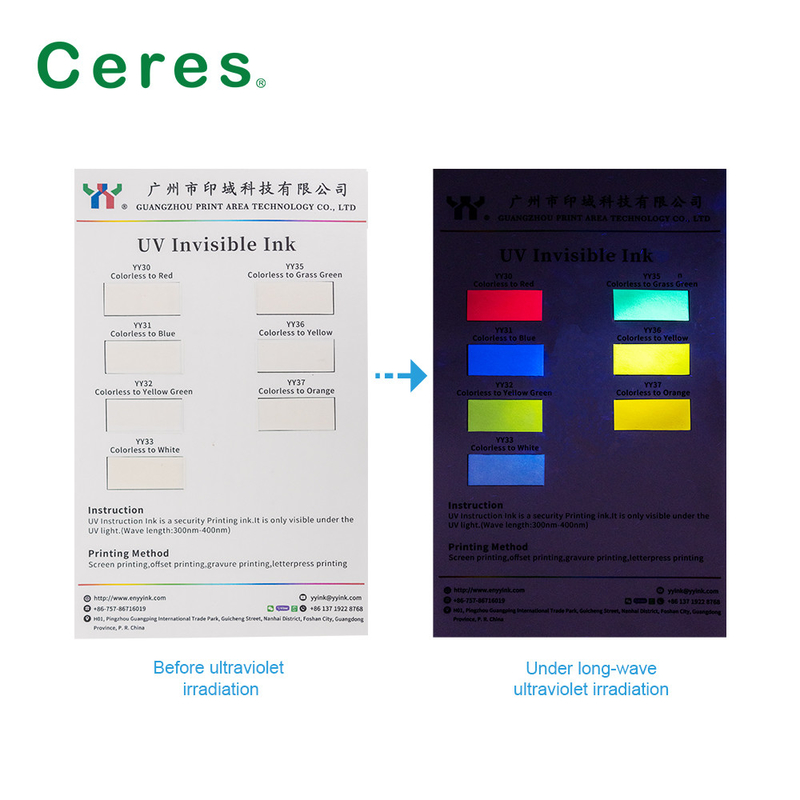 TIN UV INVISIBLE Pour TOUS LES CERTIFICATS DE SÉCURITÉ de couleur au bleu par presse offset
