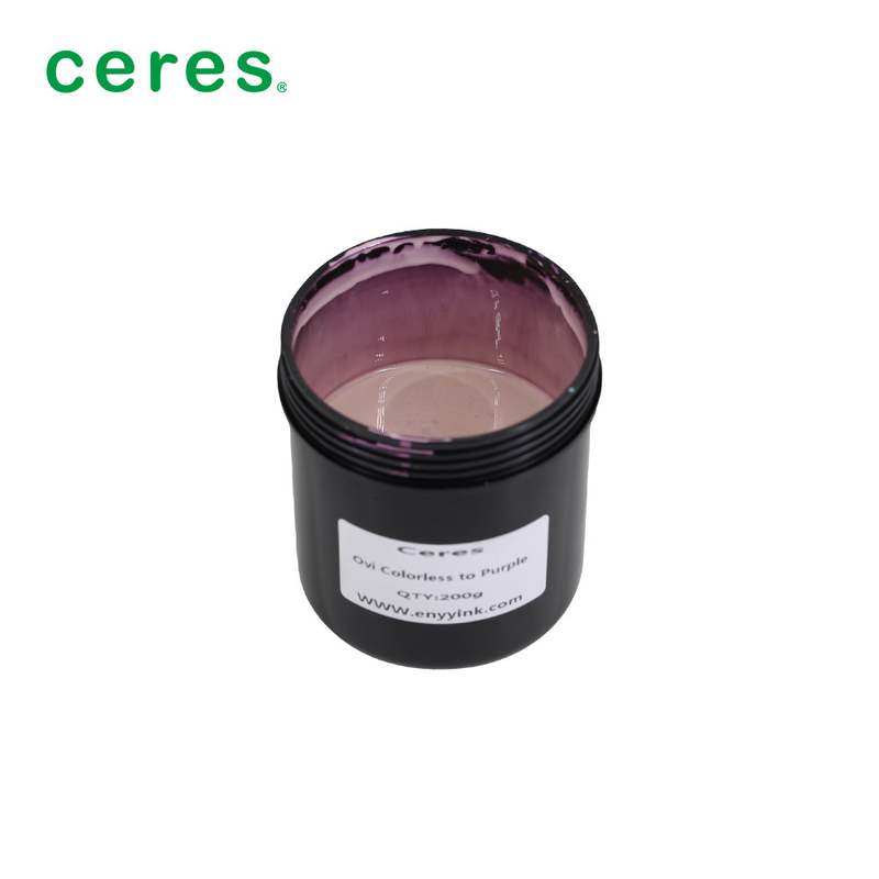 Impression par écran encre magnétique optique variable incolore à violette