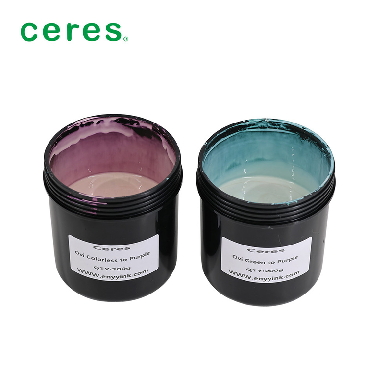 Impression par écran encre magnétique optique variable incolore à violette