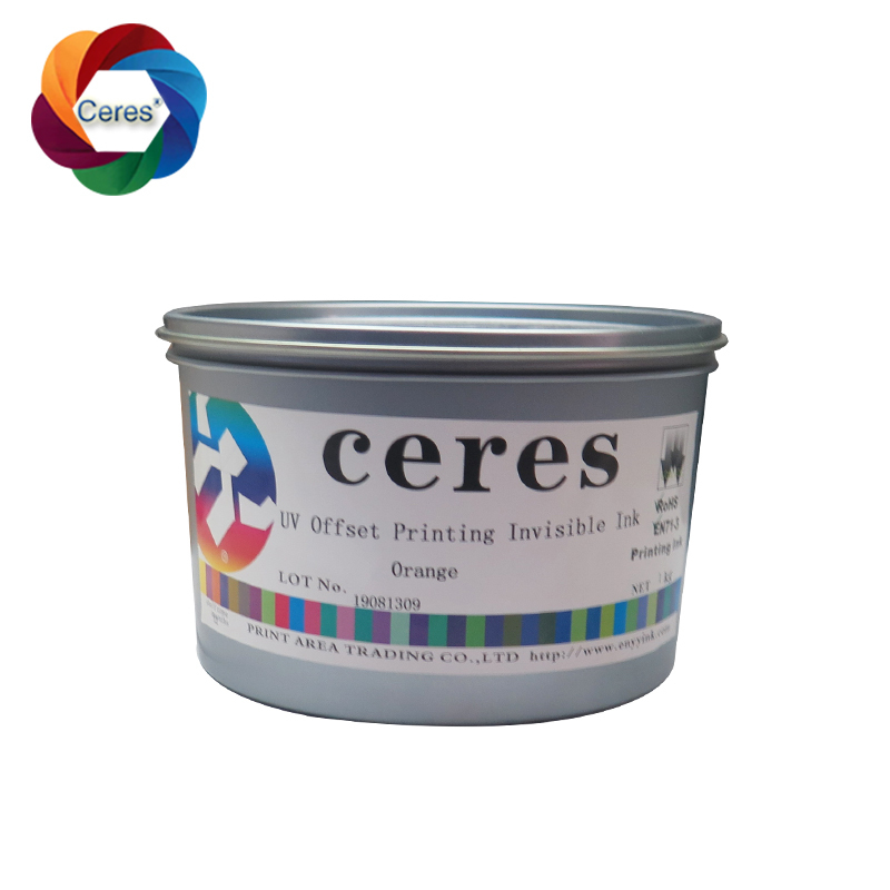 Encre de sécurité invisible UV pour sérigraphie, incolore à orange