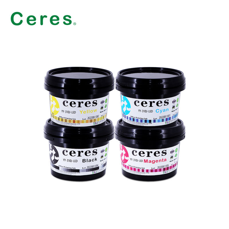 Ceres YY-310 UV LED Offset Ink avec une épaisseur de 100 ~ 150um et des couleurs Pantone CMYK pour une impression de haute qualité