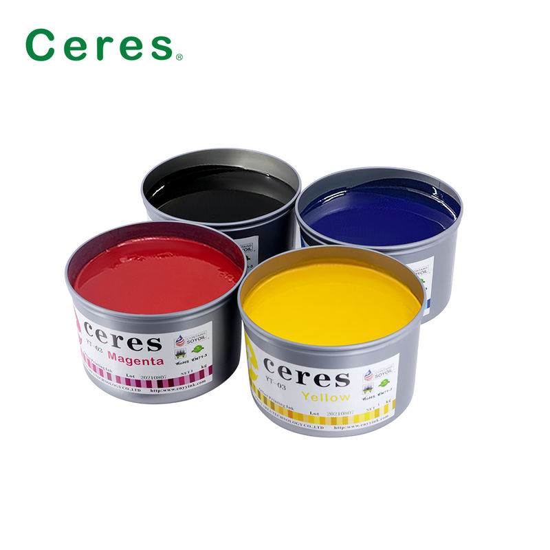 Ceres YT-03 Tinta offset de soja à haute brillance écologique à séchage rapide pour l'impression CMYK
