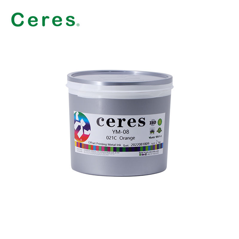 Encre d'impression offset UV orange pour boîtes cosmétiques YM-08 021C Encre d'impression métal