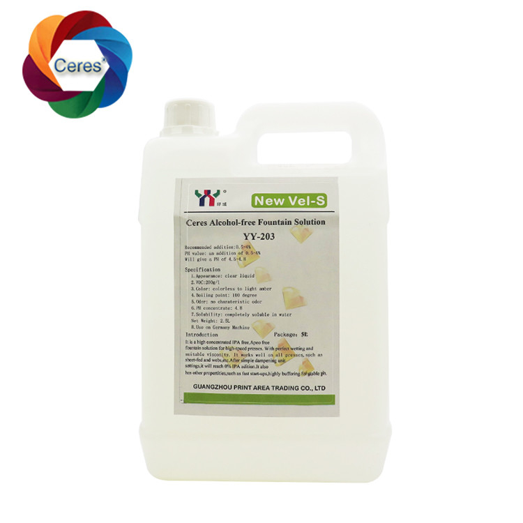 4.5ph 5.5ph Solution de fontaine sans alcool Impression offset Produits chimiques UV Laque d'imprimante