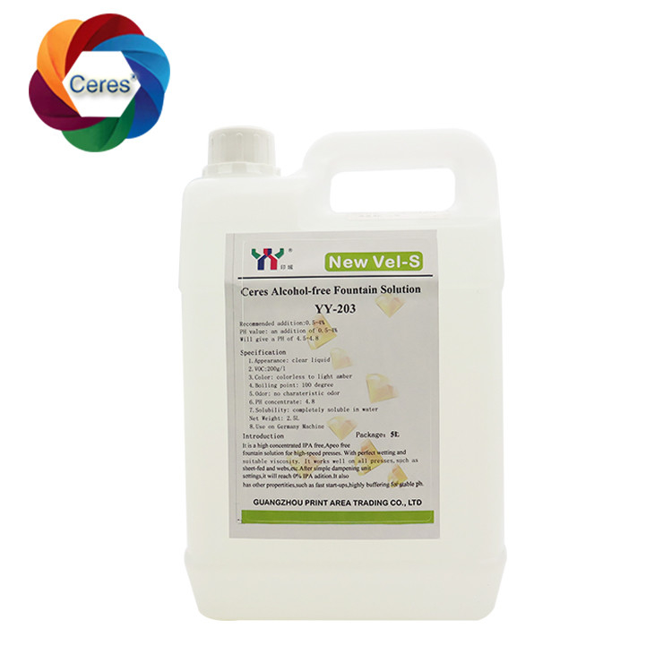 4.5ph 5.5ph Solution de fontaine sans alcool Impression offset Produits chimiques UV Laque d'imprimante