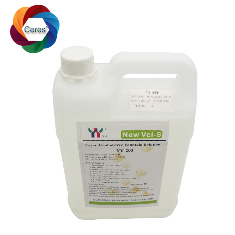 4.5ph 5.5ph Solution de fontaine sans alcool Impression offset Produits chimiques UV Laque d'imprimante